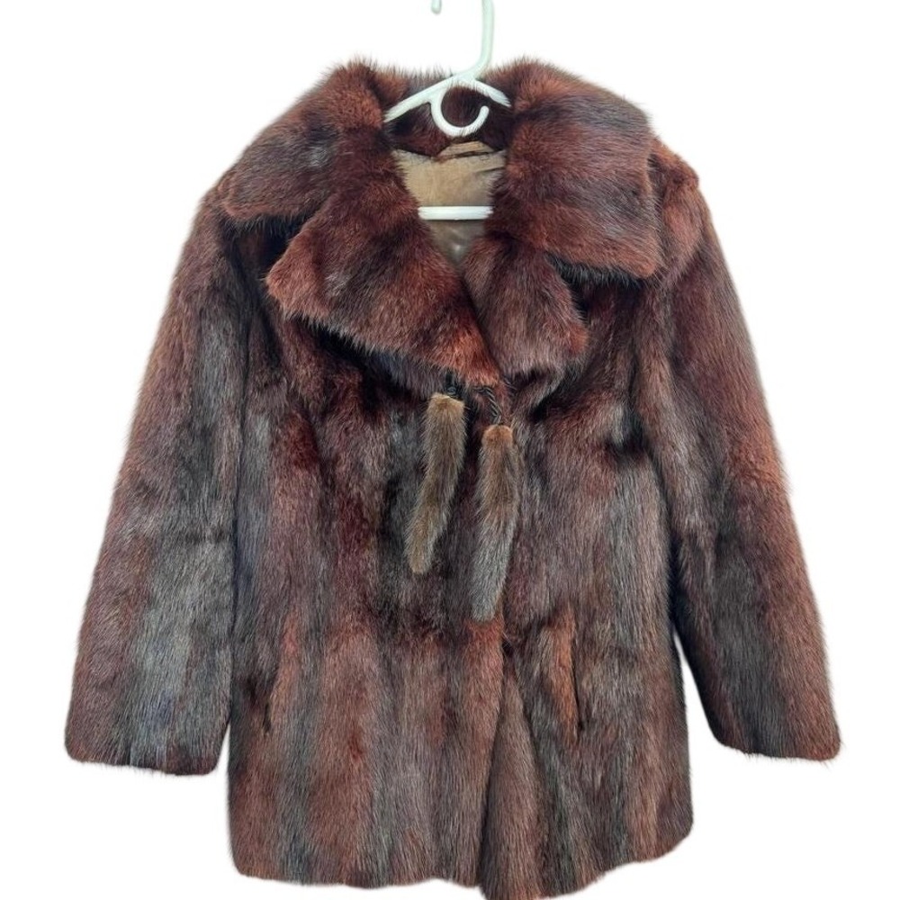 Vintage Coat Women Size S Brown Rare Siberian Mink Fur Vintage Clothes Real Fur